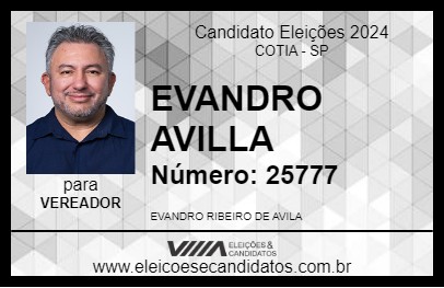 Candidato EVANDRO AVILLA 2024 - COTIA - Eleições