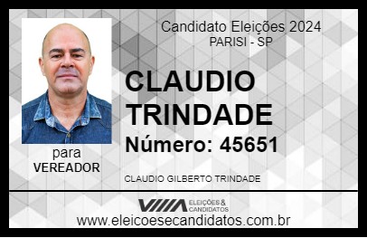 Candidato CLAUDIO TRINDADE 2024 - PARISI - Eleições