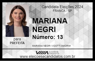 Candidato MARIANA NEGRI 2024 - FRANCA - Eleições