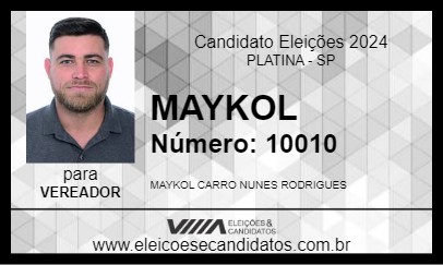 Candidato MAYKOL 2024 - PLATINA - Eleições