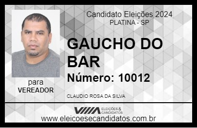 Candidato GAUCHO DO BAR 2024 - PLATINA - Eleições