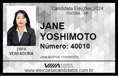 Candidato JANE YOSHIMOTO 2024 - ITATIBA - Eleições