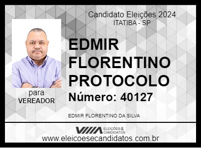 Candidato EDMIR FLORENTINO PROTOCOLO 2024 - ITATIBA - Eleições