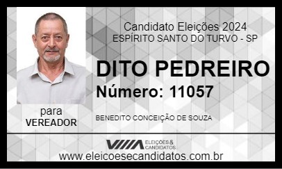 Candidato DITO PEDREIRO 2024 - ESPÍRITO SANTO DO TURVO - Eleições