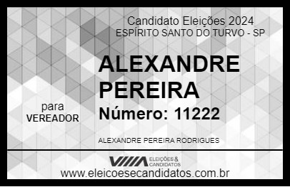 Candidato ALEXANDRE PEREIRA 2024 - ESPÍRITO SANTO DO TURVO - Eleições