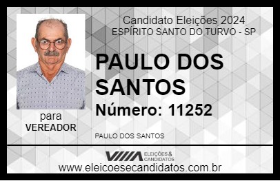 Candidato PAULO DOS SANTOS 2024 - ESPÍRITO SANTO DO TURVO - Eleições