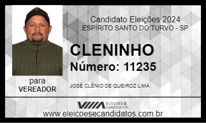 Candidato CLENINHO 2024 - ESPÍRITO SANTO DO TURVO - Eleições