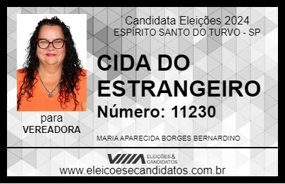 Candidato CIDA DO ESTRANGEIRO 2024 - ESPÍRITO SANTO DO TURVO - Eleições