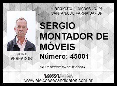 Candidato SERGIO MONTADOR DE MÓVEIS 2024 - SANTANA DE PARNAÍBA - Eleições