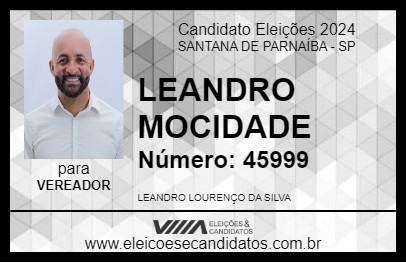 Candidato LEANDRO MOCIDADE 2024 - SANTANA DE PARNAÍBA - Eleições