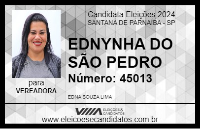 Candidato EDNYNHA DO SÃO PEDRO 2024 - SANTANA DE PARNAÍBA - Eleições