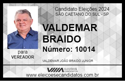 Candidato VALDEMAR BRAIDO 2024 - SÃO CAETANO DO SUL - Eleições