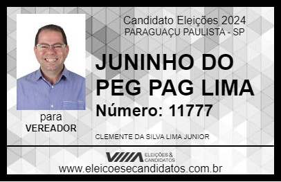 Candidato JUNINHO DO PEG PAG LIMA 2024 - PARAGUAÇU PAULISTA - Eleições