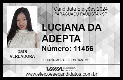 Candidato LUCIANA DA ADEPTA 2024 - PARAGUAÇU PAULISTA - Eleições