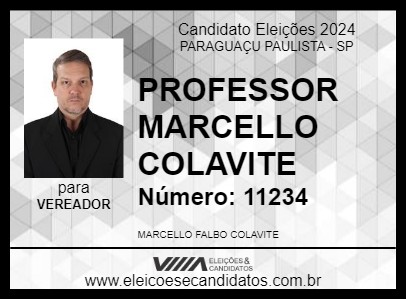 Candidato PROFESSOR MARCELLO COLAVITE 2024 - PARAGUAÇU PAULISTA - Eleições