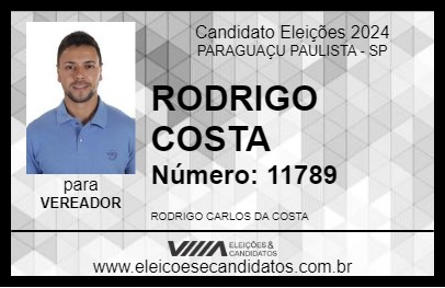 Candidato RODRIGO COSTA 2024 - PARAGUAÇU PAULISTA - Eleições