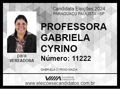 Candidato PROFESSORA GABRIELA CYRINO 2024 - PARAGUAÇU PAULISTA - Eleições