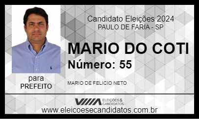 Candidato MARIO DO COTI 2024 - PAULO DE FARIA - Eleições