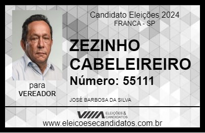 Candidato ZEZINHO CABELEIREIRO 2024 - FRANCA - Eleições