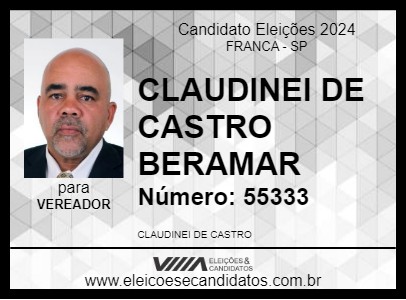 Candidato CLAUDINEI DE CASTRO BERAMAR 2024 - FRANCA - Eleições