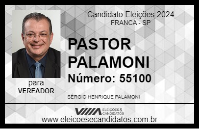 Candidato PASTOR PALAMONI 2024 - FRANCA - Eleições