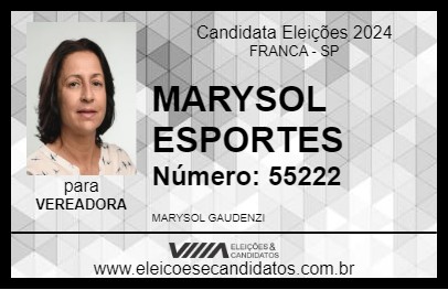 Candidato MARYSOL ESPORTES 2024 - FRANCA - Eleições