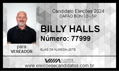 Candidato BILLY HALLS 2024 - CAPÃO BONITO - Eleições