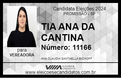 Candidato TIA ANA DA CANTINA 2024 - PROMISSÃO - Eleições