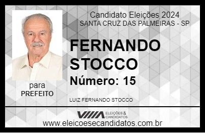 Candidato FERNANDO STOCCO 2024 - SANTA CRUZ DAS PALMEIRAS - Eleições