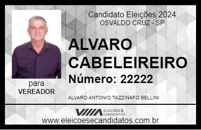 Candidato ALVARO CABELEIREIRO 2024 - OSVALDO CRUZ - Eleições