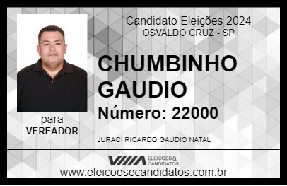 Candidato CHUMBINHO GAUDIO 2024 - OSVALDO CRUZ - Eleições