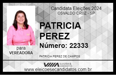 Candidato PATRICIA PEREZ 2024 - OSVALDO CRUZ - Eleições