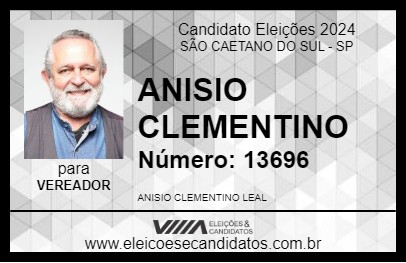 Candidato ANISIO CLEMENTINO 2024 - SÃO CAETANO DO SUL - Eleições