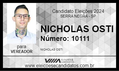 Candidato NICHOLAS OSTI 2024 - SERRA NEGRA - Eleições