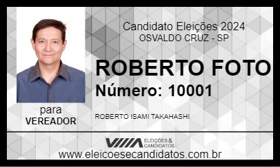 Candidato ROBERTO FOTO 2024 - OSVALDO CRUZ - Eleições