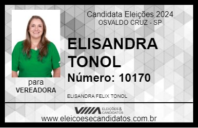 Candidato ELISANDRA TONOL 2024 - OSVALDO CRUZ - Eleições