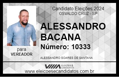 Candidato ALESSANDRO BACANA 2024 - OSVALDO CRUZ - Eleições