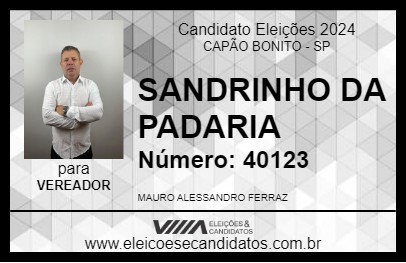 Candidato SANDRINHO DA PADARIA 2024 - CAPÃO BONITO - Eleições