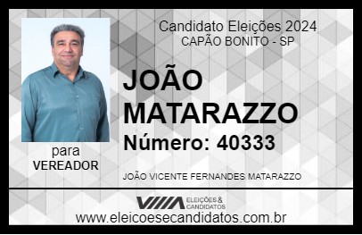 Candidato JOÃO MATARAZZO 2024 - CAPÃO BONITO - Eleições