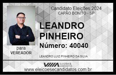 Candidato LEANDRO PINHEIRO 2024 - CAPÃO BONITO - Eleições