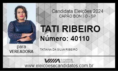 Candidato TATI RIBEIRO 2024 - CAPÃO BONITO - Eleições