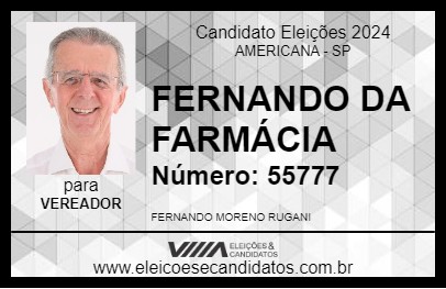 Candidato FERNANDO DA FARMÁCIA 2024 - AMERICANA - Eleições