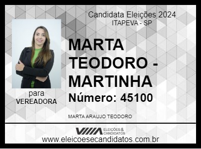 Candidato MARTA TEODORO - MARTINHA 2024 - ITAPEVA - Eleições