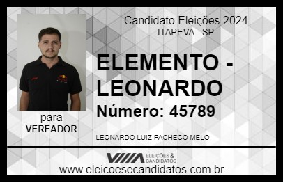 Candidato ELEMENTO - LEONARDO 2024 - ITAPEVA - Eleições