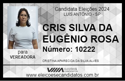 Candidato CRIS SILVA DA EUGÊNIO ROSA 2024 - LUÍS ANTÔNIO - Eleições