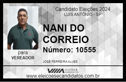 Candidato NANI CARTEIRO 2024 - LUÍS ANTÔNIO - Eleições