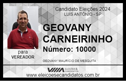 Candidato GEOVANY CARNEIRINHO 2024 - LUÍS ANTÔNIO - Eleições