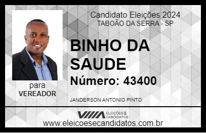 Candidato BINHO DA SAUDE 2024 - TABOÃO DA SERRA - Eleições