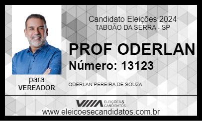 Candidato PROFESSOR ODERLAN 2024 - TABOÃO DA SERRA - Eleições