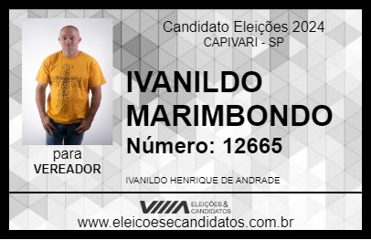 Candidato IVANILDO MARIMBONDO 2024 - CAPIVARI - Eleições